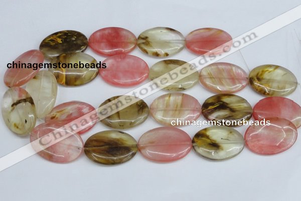 CCY221 15.5 inches 25*35mm oval volcano cherry quartz beads