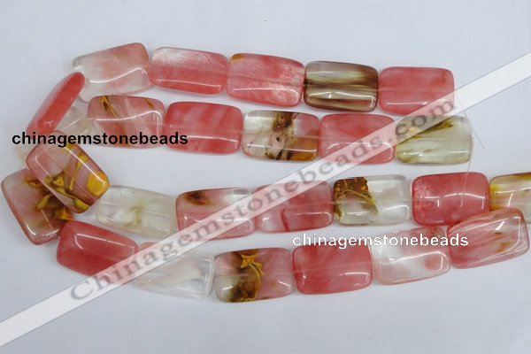 CCY222 15.5 inches 20*30mm rectangle volcano cherry quartz beads