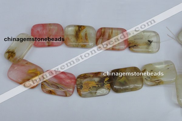 CCY223 15.5 inches 30*40mm rectangle volcano cherry quartz beads