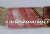 CCY224 15.5 inches 24*40mm flat tube volcano cherry quartz beads