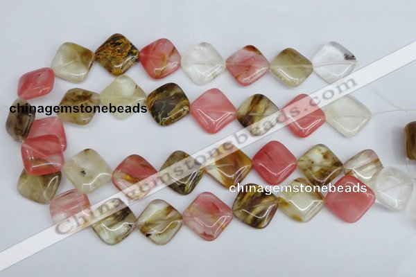 CCY225 15.5 inches 20*20mm diamond volcano cherry quartz beads