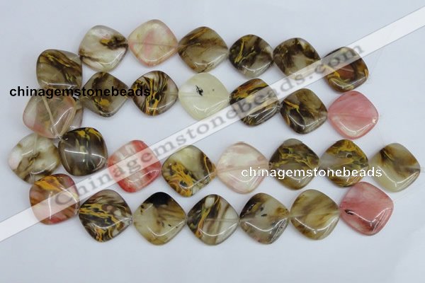 CCY226 15.5 inches 24*24mm diamond volcano cherry quartz beads