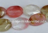 CCY230 15.5 inches 13*18mm faceted oval volcano cherry quartz beads