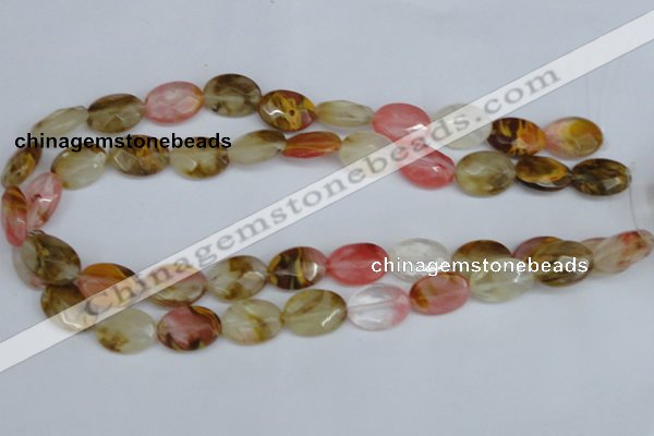 CCY230 15.5 inches 13*18mm faceted oval volcano cherry quartz beads