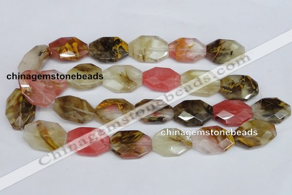 CCY231 15.5 inches 20*30mm faceted octagonal volcano cherry quartz beads