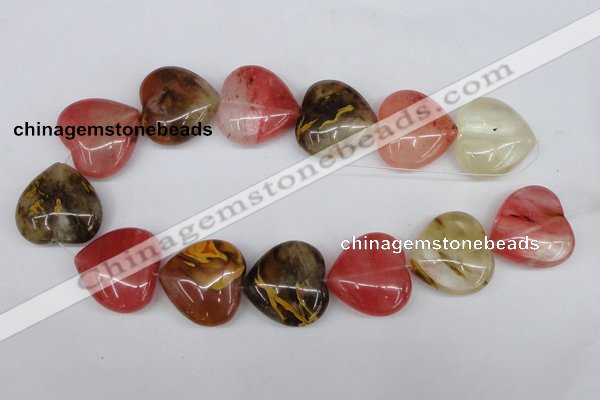 CCY232 15.5 inches 30*30mm heart volcano cherry quartz beads