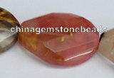 CCY233 25*35mm twisted & faceted oval volcano cherry quartz beads