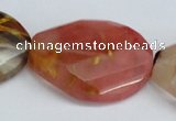 CCY233 25*35mm twisted & faceted oval volcano cherry quartz beads