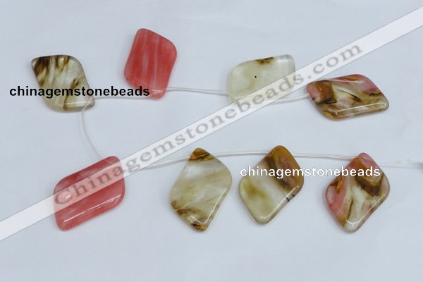 CCY235 Top-drilled 30*50mm marquise volcano cherry quartz beads