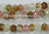 CCY401 15.5 inches 6*8mm faceted rondelle volcano cherry quartz beads