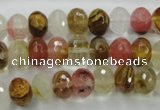 CCY402 15.5 inches 7*10mm faceted rondelle volcano cherry quartz beads