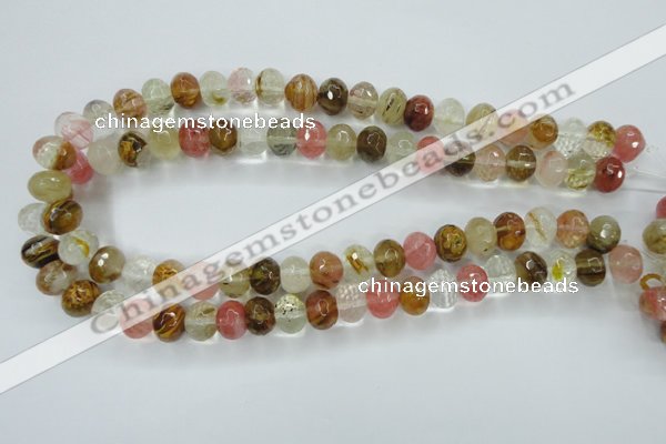 CCY403 15.5 inches 9*12mm faceted rondelle volcano cherry quartz beads