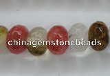 CCY404 15.5 inches 10*14mm faceted rondelle volcano cherry quartz beads