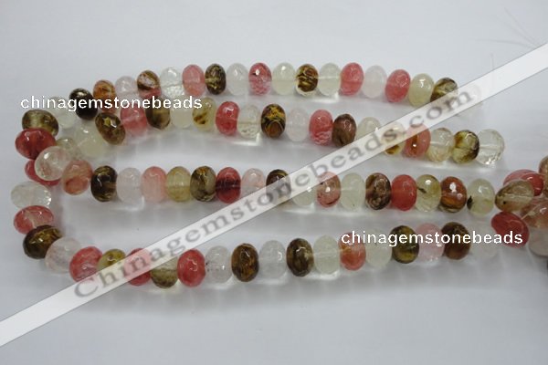 CCY404 15.5 inches 10*14mm faceted rondelle volcano cherry quartz beads