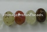 CCY405 15.5 inches 14*18mm faceted rondelle volcano cherry quartz beads