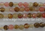 CCY501 15.5 inches 6mm faceted round volcano cherry quartz beads