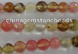 CCY502 15.5 inches 8mm faceted round volcano cherry quartz beads