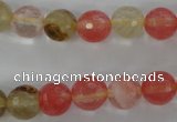 CCY503 15.5 inches 10mm faceted round volcano cherry quartz beads