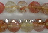 CCY505 15.5 inches 14mm faceted round volcano cherry quartz beads