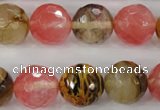 CCY506 15.5 inches 16mm faceted round volcano cherry quartz beads