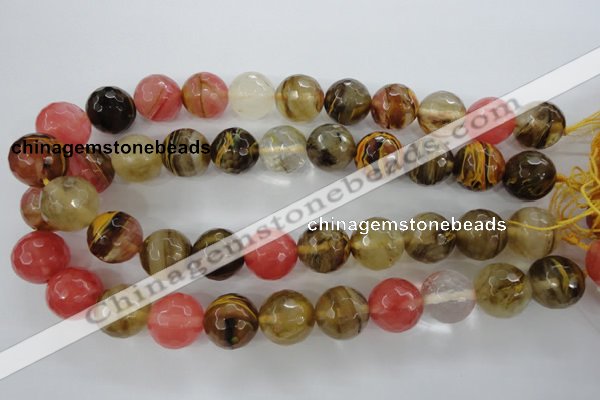 CCY507 15.5 inches 18mm faceted round volcano cherry quartz beads