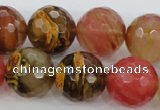 CCY508 15.5 inches 20mm faceted round volcano cherry quartz beads