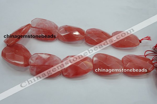 CCY55 15.5 inches 30*40mm twisted & faceted rectangle cherry quartz beads