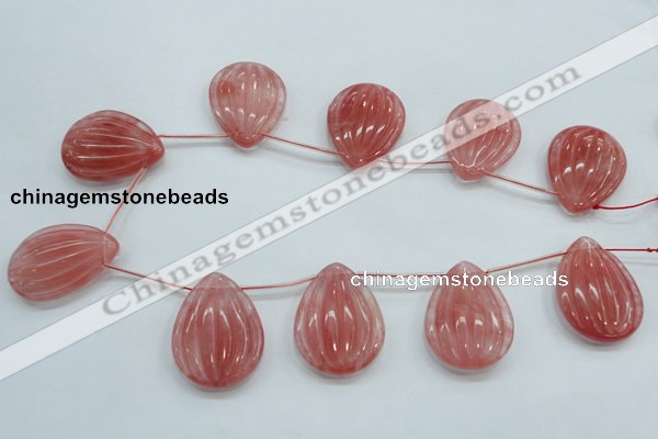 CCY57 30*40mm top-drilled teardrop cherry quartz beads wholesale