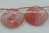 CCY58 25*30mm top-drilled conch cherry quartz beads wholesale