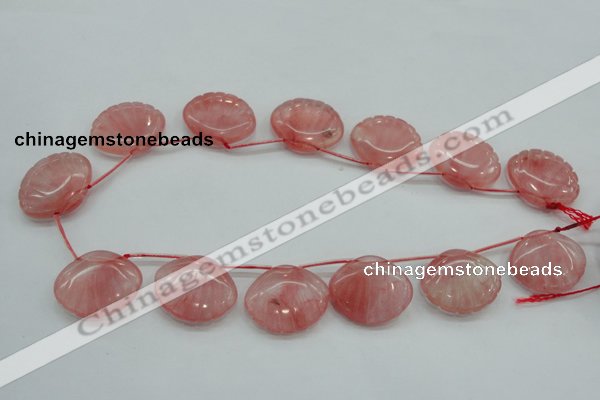 CCY58 25*30mm top-drilled conch cherry quartz beads wholesale