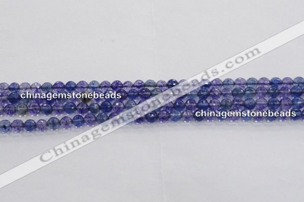 CCY601 15.5 inches 6mm faceted round blue cherry quartz beads