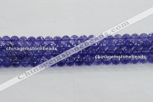 CCY604 15.5 inches 12mm faceted round blue cherry quartz beads