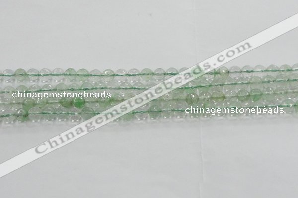 CCY611 15.5 inches 6mm faceted round green cherry quartz beads