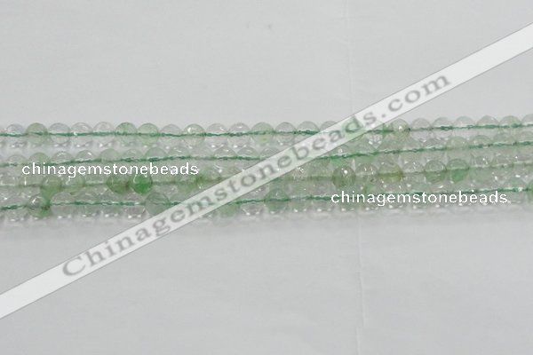 CCY611 15.5 inches 6mm faceted round green cherry quartz beads