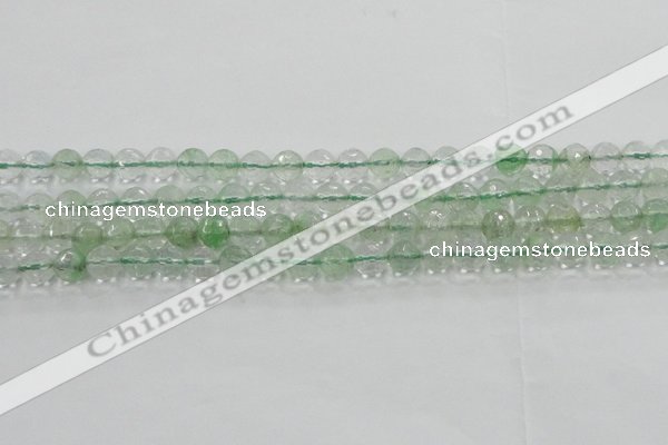 CCY612 15.5 inches 8mm faceted round green cherry quartz beads