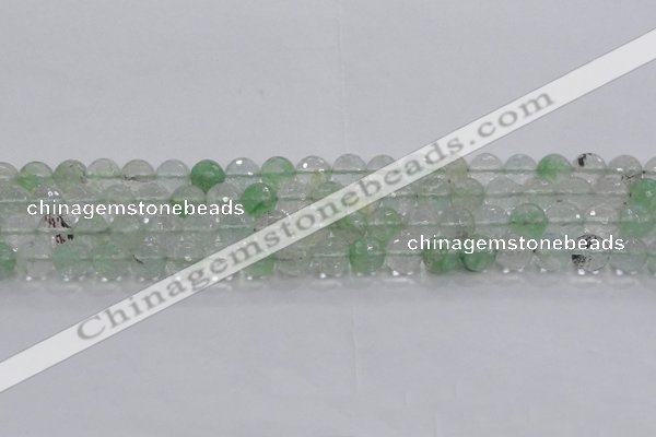 CCY613 15.5 inches 10mm faceted round green cherry quartz beads