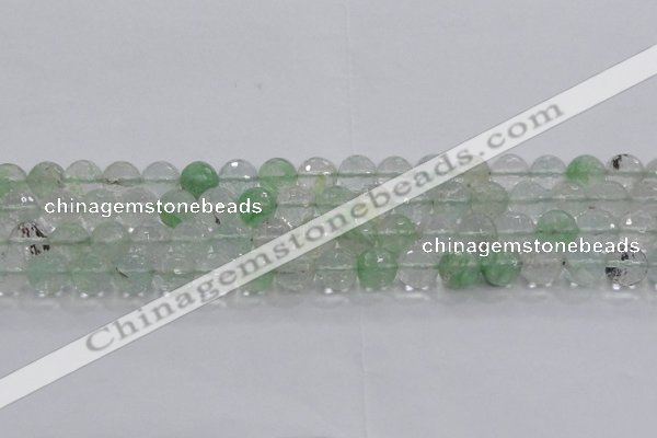 CCY614 15.5 inches 12mm faceted round green cherry quartz beads