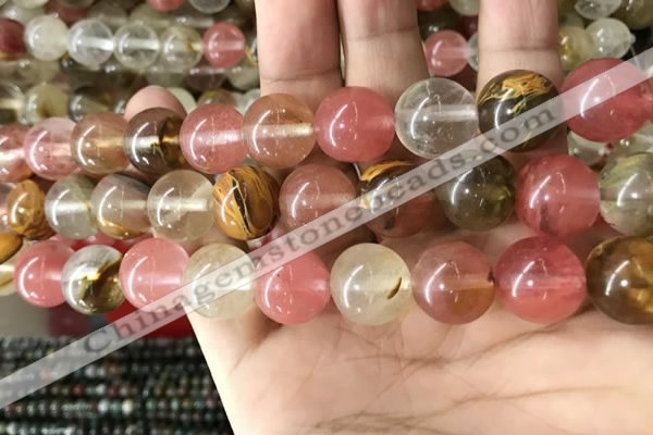 CCY635 15.5 inches 14mm round volcano cherry quartz beads wholesale