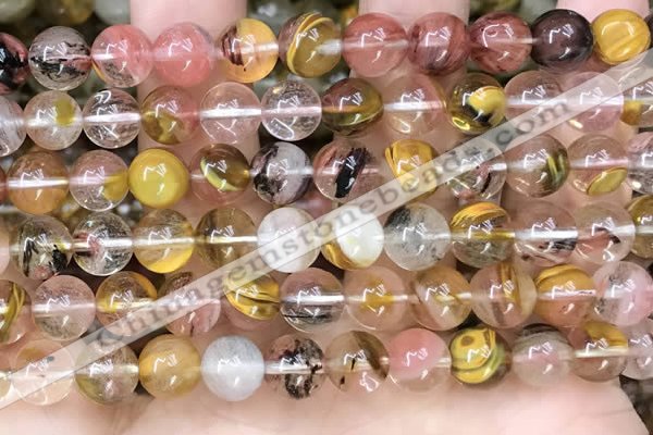 CCY643 15.5 inches 10mm round volcano cherry quartz beads