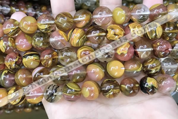 CCY644 15.5 inches 12mm round volcano cherry quartz beads