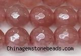 CCY666 15 inches 8mm faceted round AB-color cherry quartz beads