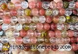 CCY688 15 inches 8mm round volcano cherry quartz beads