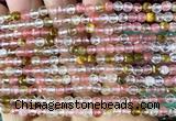 CCY692 15 inches 4mm faceted round volcano cherry quartz beads