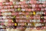 CCY693 15 inches 6mm faceted round volcano cherry quartz beads