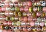CCY694 15 inches 8mm faceted round volcano cherry quartz beads