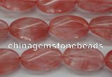 CCY70 15.5 inches 12*20mm twisted oval cherry quartz beads wholesale