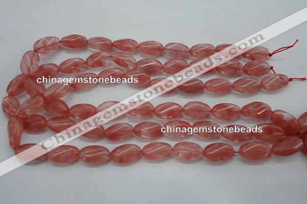 CCY70 15.5 inches 12*20mm twisted oval cherry quartz beads wholesale