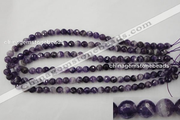 CDA152 15.5 inches 8mm faceted round dogtooth amethyst beads