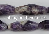 CDA29 15.5 inches 12*30mm – 13*36mm faceted rice dogtooth amethyst beads