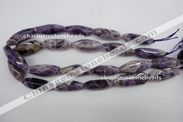 CDA29 15.5 inches 12*30mm – 13*36mm faceted rice dogtooth amethyst beads